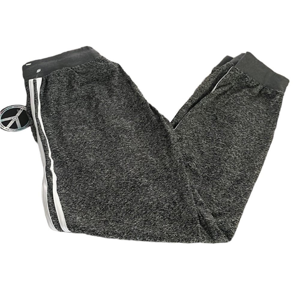 Joggers Embrace Your Love Gray White Stripe Drawstring Yoga Pants Medium M NEW